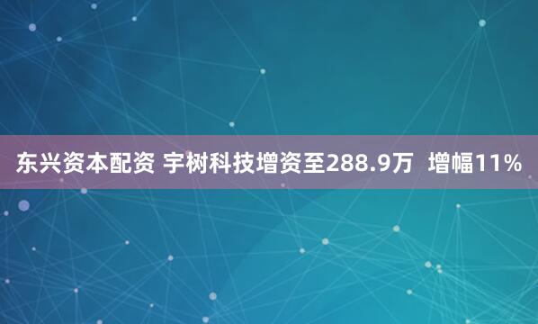 东兴资本配资 宇树科技增资至288.9万  增幅11%